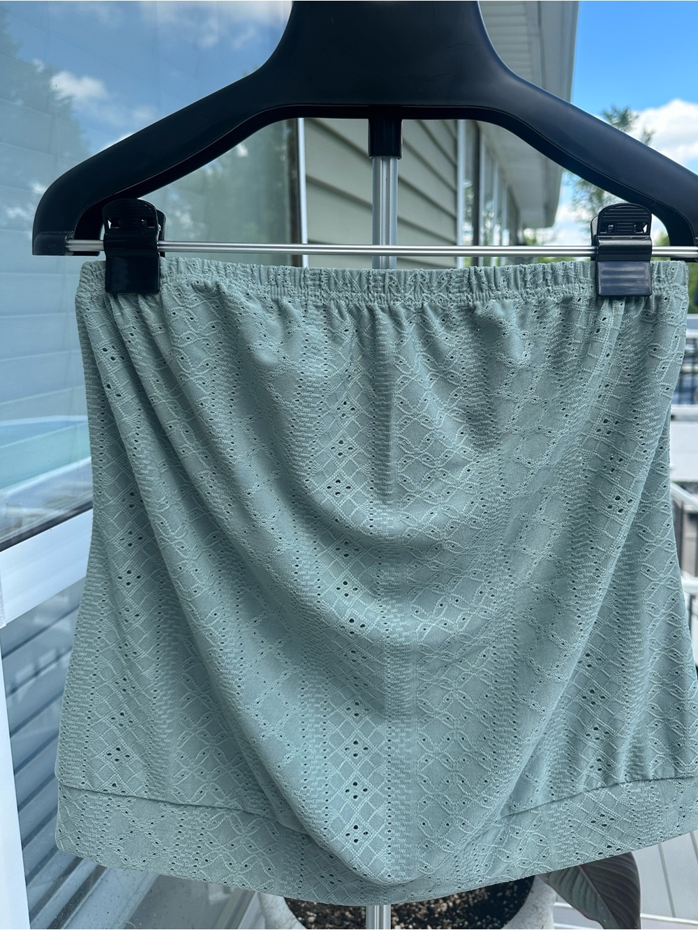 Light Sage Eyelet Tube Top